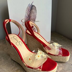 Jessica Simpson Red Wedge Sandals